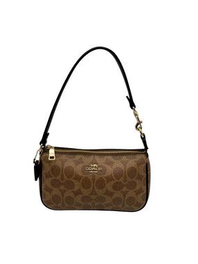 Coach Khaki and Brown Canvas Coated shoulder bag
